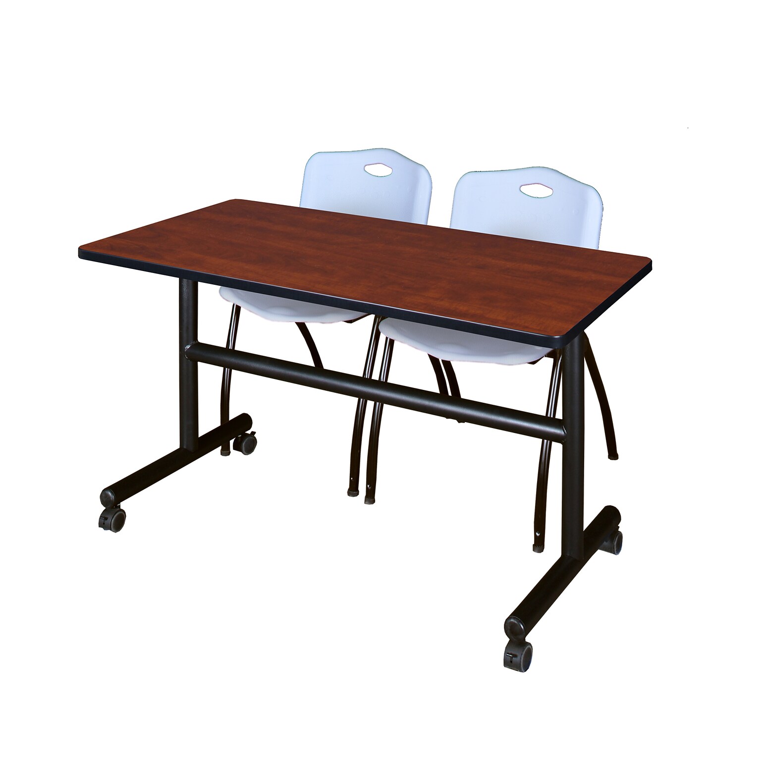 Regency Kobe 48 Flip Top Mobile Cherry Training Table & 2 M Stack Chairs, Grey (MKFT4824CH47GY)