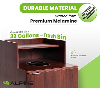 Alpine Industries Food Service Trash Can Enclosure, 32 Gallon, Mahogany (ALP476-DH-MA)