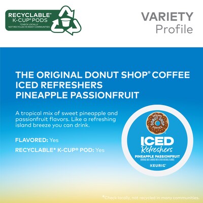 The Original Donut Shop Iced Refreshers Pineapple Passion Fruit, Keurig® K-Cup® Pods, 80/Carton (5000379381CT)