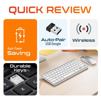 Delton N35 Mini Wireless Keyboard and Optical Mouse Combo, Silver/White (DKMKITMIN35-WW)