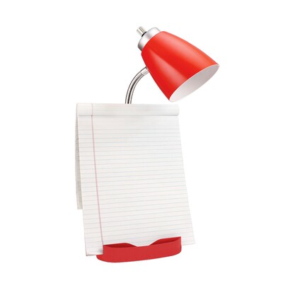 Creekwood Home Sleek Essentials 18.5" Flexible Coordinating Desk Lamp with Charging Outlet and Storage, Red (CWD-1005-RE)