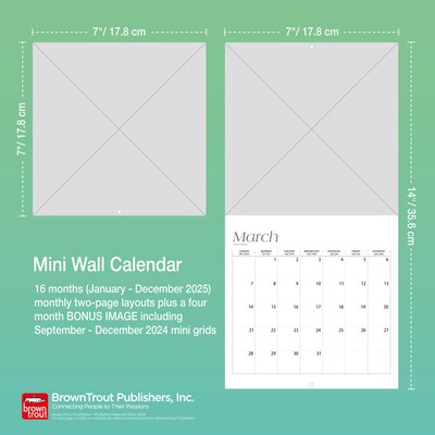 2025 BrownTrout Karate Cats 7" x 14" Monthly Mini Wall Calendar, (9781975479541)