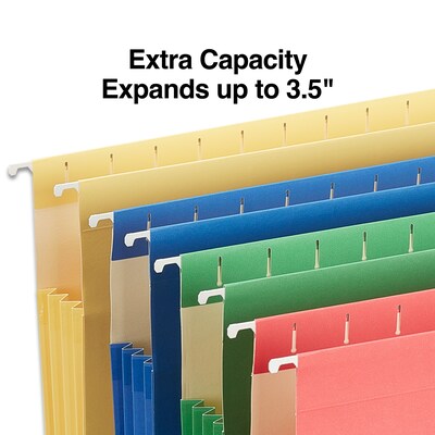 Staples Hanging File Folders, 3.5" Expansion, Stright Cut, Letter Size, Assorted Colors, 4/Pack (ST419192/419192)