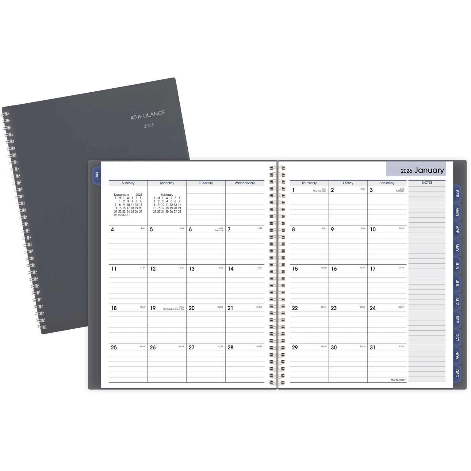2026 AT-A-GLANCE DayMinder 8.5 x 11 Monthly Planner, Poly Cover, Gray (GC470-07-26)