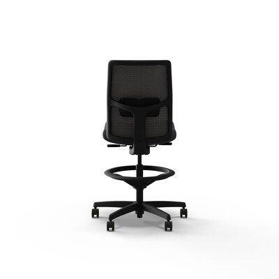 HON Ignition 2.0 Armless Mesh/Vinyl Task Stool with Backrest and Footrest, Black/Basalt (HITSM.S1.N.H.IM.SX23.BL.SB.T)