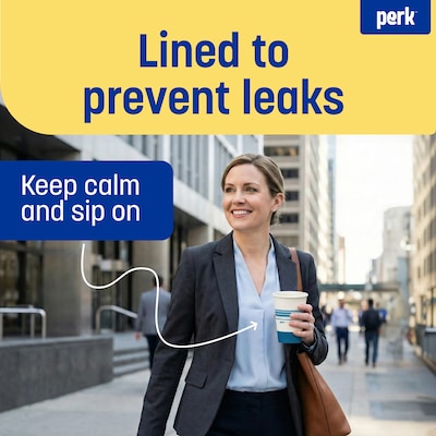 Perk™ Paper Hot Cup, 12 oz., White/Blue, 500/Carton (PK54367CT)