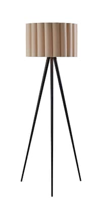 Adesso Caldwell 61H Black Floor Lamp with Beige Linen Shade (4227-01)