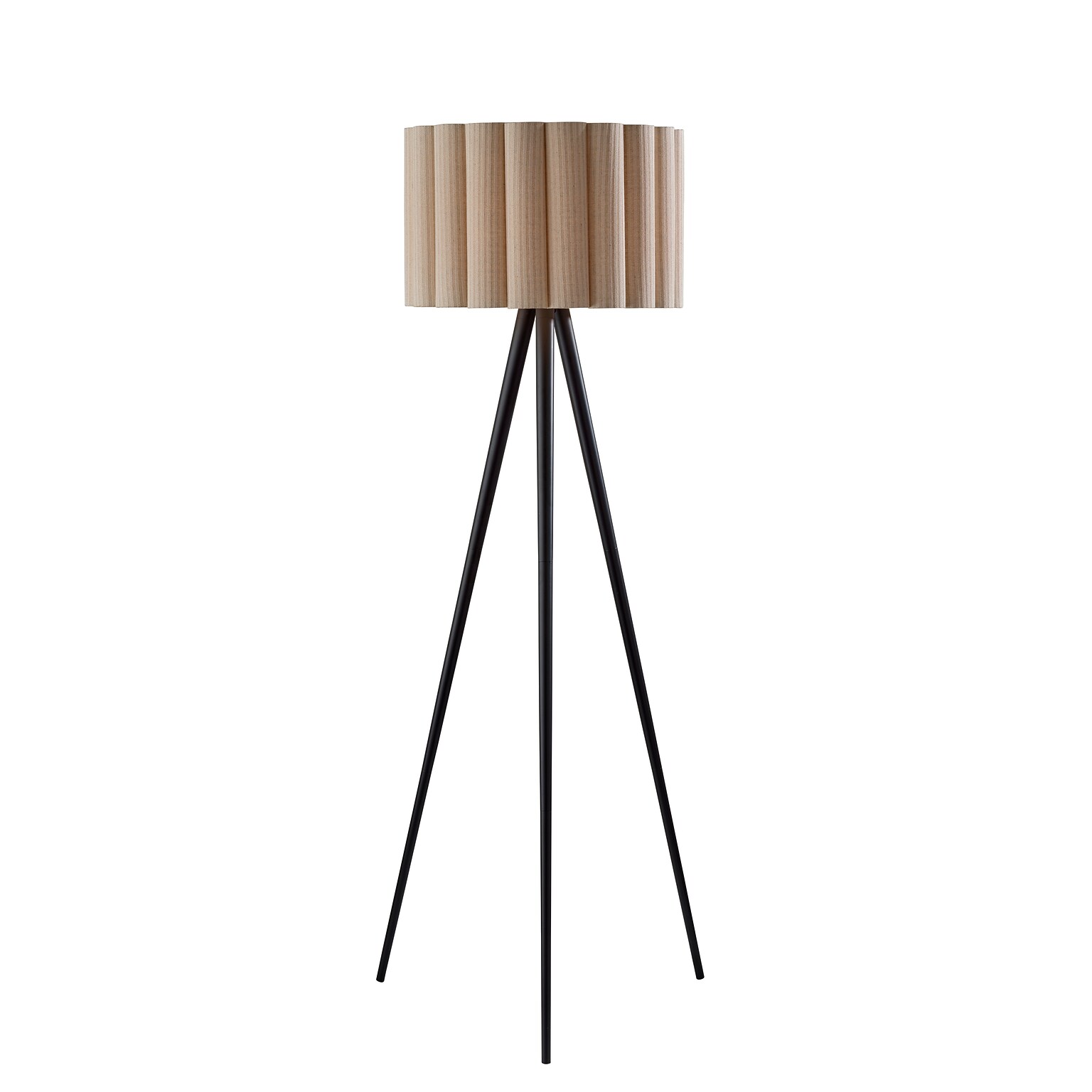 Adesso Caldwell 61H Black Floor Lamp with Beige Linen Shade (4227-01)