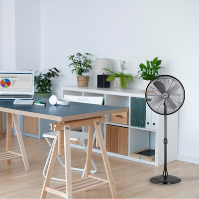Good Housekeeping Retro Pedestal Fans 16-inch 3-Speed Oscillating Pedestal Fan, Midnight Chrome (92654-GM)