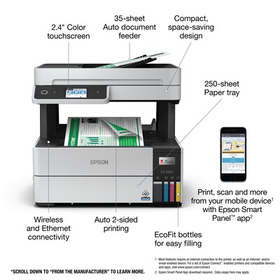 Epson EcoTank Pro 5150 Wireless Color Inkjet Printer, All-In-One Supertank, Print, Scan, Copy (9472546)