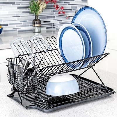 Better Houseware Jr. Plastic Dish Rack, Black (BTH01482E)