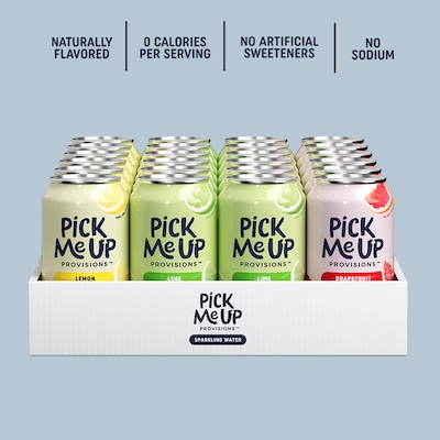 Pick Me Up Provisions™ Sparkling Water Variety Pack, 12 oz., 24 Cans/Carton (PM63523)