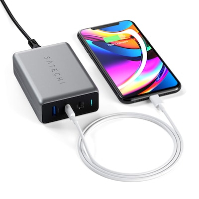 100W USB-C PD Compact Charger- US ( 2X Type-C / 1 Type-A) (space gray)