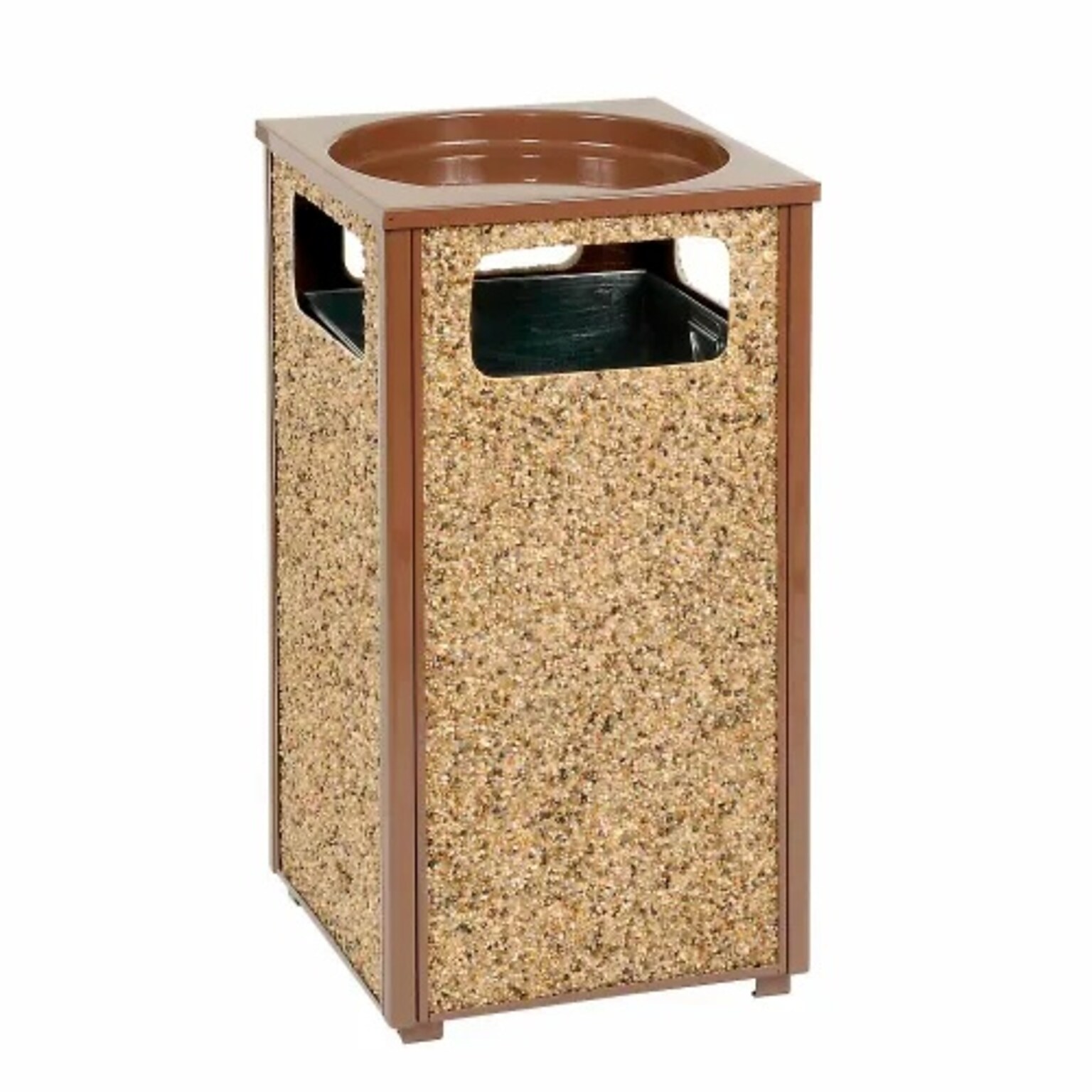 Global Industrial Stone Panel Trash Sand Urn, 12 Gallon Capacity, 13-1/2W x 13-1/2D x 32H, Brown (239577BN)