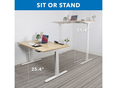 Mount-It! Ultimate 55W Electric Rectangular Adjustable Standing Desk, Maple/White (MI-18077)