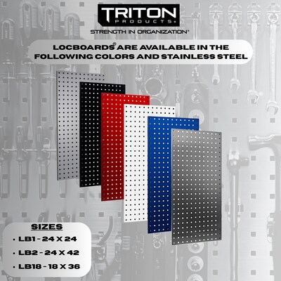 Triton Products Locboard 24" x 42" x 9/16" Steel Square Hole Pegboards, Set of 2 (LB2-B)