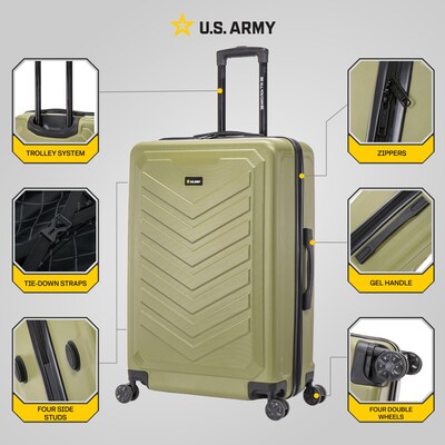 US Army FOX 28" Hardside Suitcase, 4-Wheeled Spinner, TSA Checkpoint Friendly, Olive Drab (USLFOX00L-GRN)