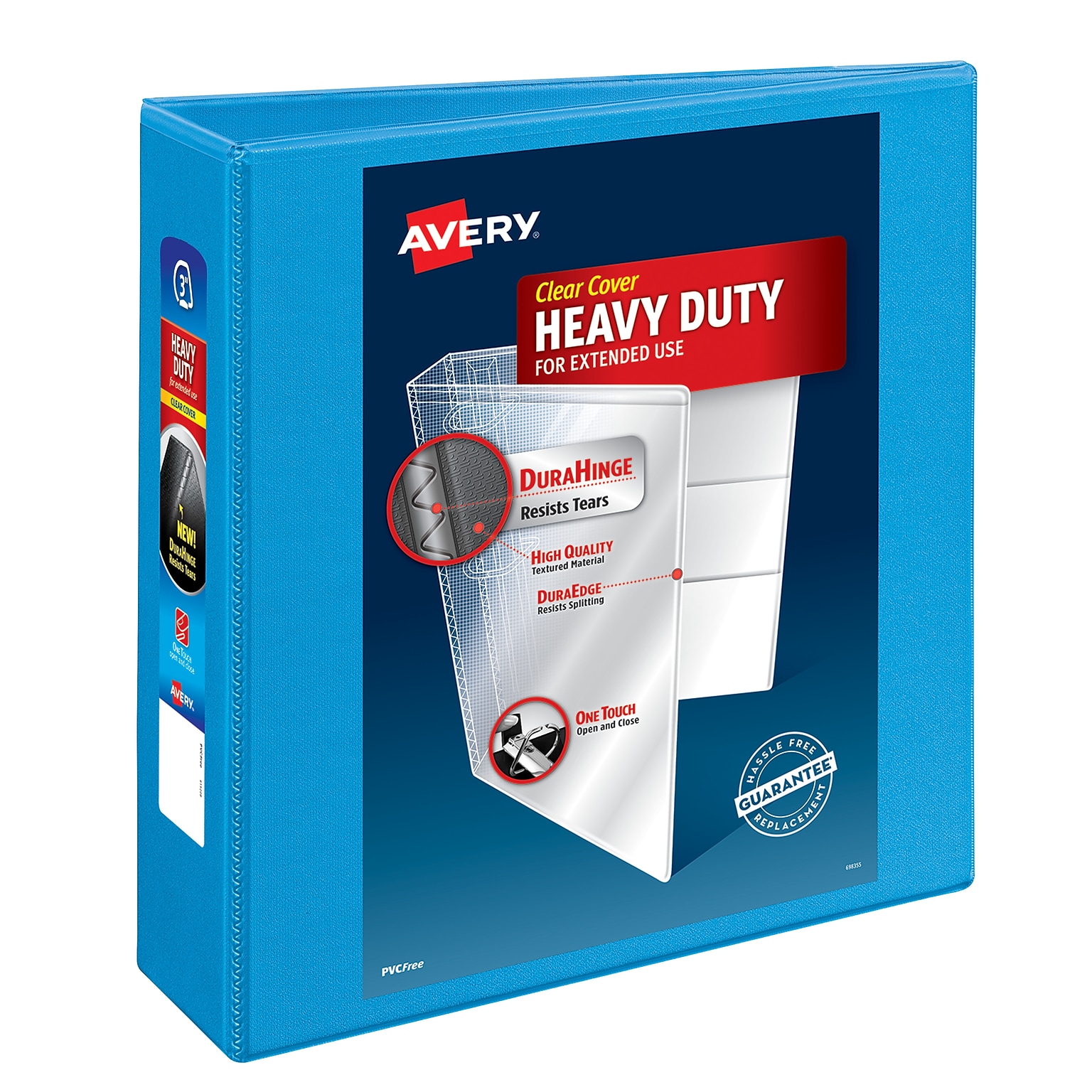 Avery Nonstick Heavy Duty 3 3-Ring View Binders, Slant Ring, Light Blue (5601)