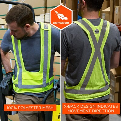 Ergodyne GloWear 8142BA High Visibility Safety Vest, ANSI Class O1, Lime, L/XL (27021)