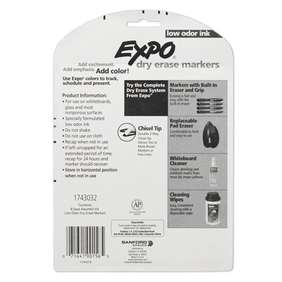 Expo Tank Dry Erase Markers, Chisel Tip, Assorted Inks, 8/Pack (1743032)