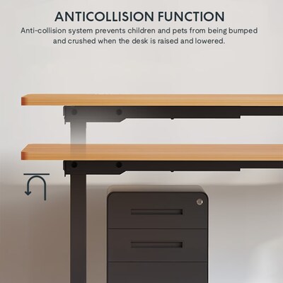 FlexiSpot ET155E 48"W Electric Rectangular Adjustable Standing Desk, Maple/Gray (4SPL-S09010074)