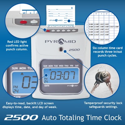Pyramid Time Systems 2500 Auto Aligning Time Clock, Ivory (2500)