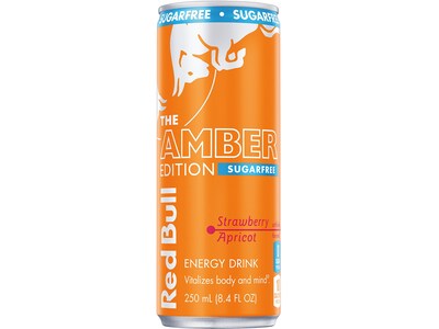 Red Bull Amber Edition Sugar-Free Strawberry/Apricot Energy Drink, 8.4 oz., 24 Cans/Carton (RB243204)