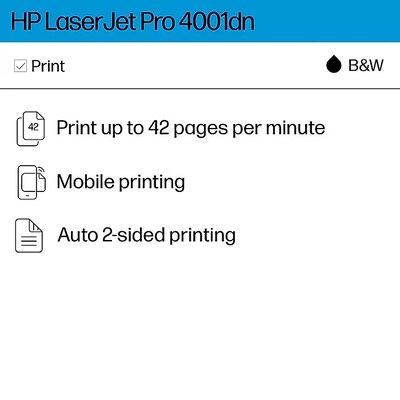HP LaserJet Pro 4001dn Printer, 3-Year Warranty with Next Day Replacement & Toner Discounts Smart Bundle