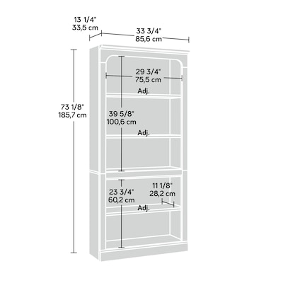 Sauder Select 73H 5-Shelf Bookcase, Chalked Chestnut (443674)