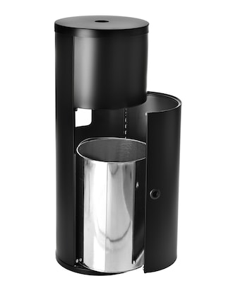 Gritt Commerical Wipe Dispenser Station with 7-Gallon Built-in Trash Can, Black (GRI509-BLK)