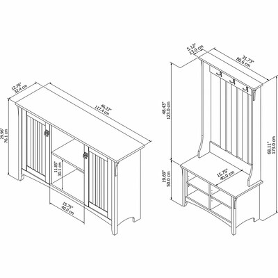 Bush Furniture Salinas Entryway Storage Set with Hall Tree, Shoe Bench and Accent Cabinet, Cape Cod Gray (SAL008CG)