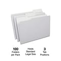 Quill Brand® File Folders, Assorted Tabs, 1/3-Cut, Legal, Gray, 100/Box (741013GY)