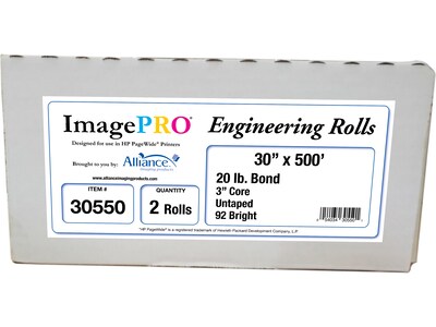 Alliance ImagePRO Wide-Format Bond Paper Roll, 30 x 500, 2/Carton (30550)