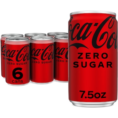 Coca-Cola Zero Sugar Mini Cans, 7.5 Oz., 6 Cans/Pack, 4 Packs/Carton (00049000061048)