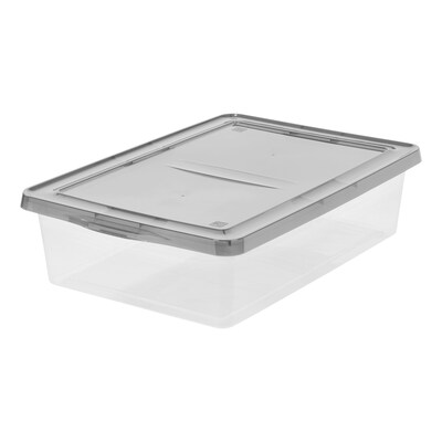 Iris 28 Quart Snap Top Snap Closure Storage Bin,Clear, 6/Pack (500157)