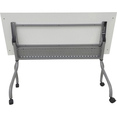 Lorell 60"W x 23.6"D Foldable Flip Top Training Table, Melamine, With Wheels, White (LLR60744)