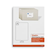 Staples Laser/Inkjet Shipping Labels, 3 1/2 x 5, Bright White, 4 Labels/Sheet, 100 Sheets/Pack, 40