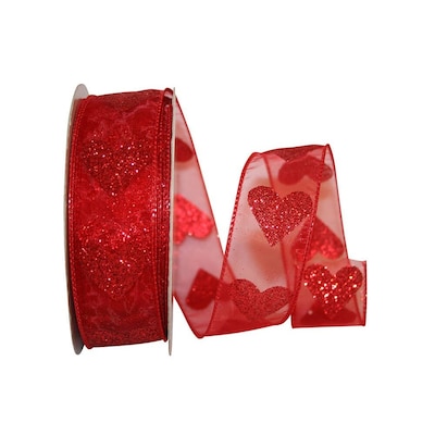 JAM Paper Big Hearts Ribbon, Red (52640340640)