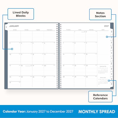 2027 Blue Sky 8.5" x 11" Weekly & Monthly Planner, Steel Blue (164272)