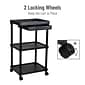 Mind Reader 3-Tier Bar Cart Plastic Rolling Utility Cart, Black (CARTCOFF-BLK)