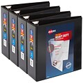 Avery EZD Heavy Duty 4 3-Ring View Binders, D-Ring, Black, 4/Pack (79604CT)