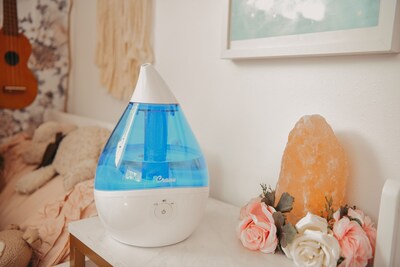 Crane Droplet Ultrasonic Cool Mist Tabletop Humidifier, 0.5-Gallon, Blue & White (EE-5302)