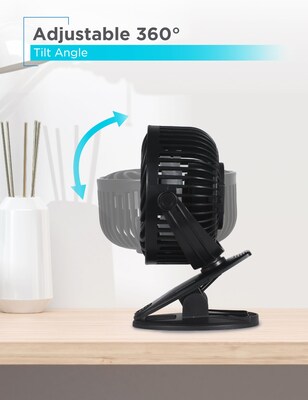 Black & Decker 4" Clip Fans, 3-Speed, Black, 2/Pack (BFDC42PK)