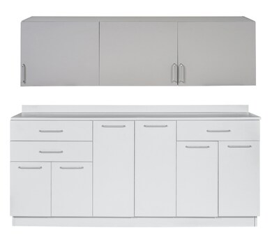 Viva Comfort 36 H x 72 W Exam Room Medical Cabinet and 72 W Wall Cabinet, 6 Doors, 3 Drawers (90272NS-GRY-WAL)