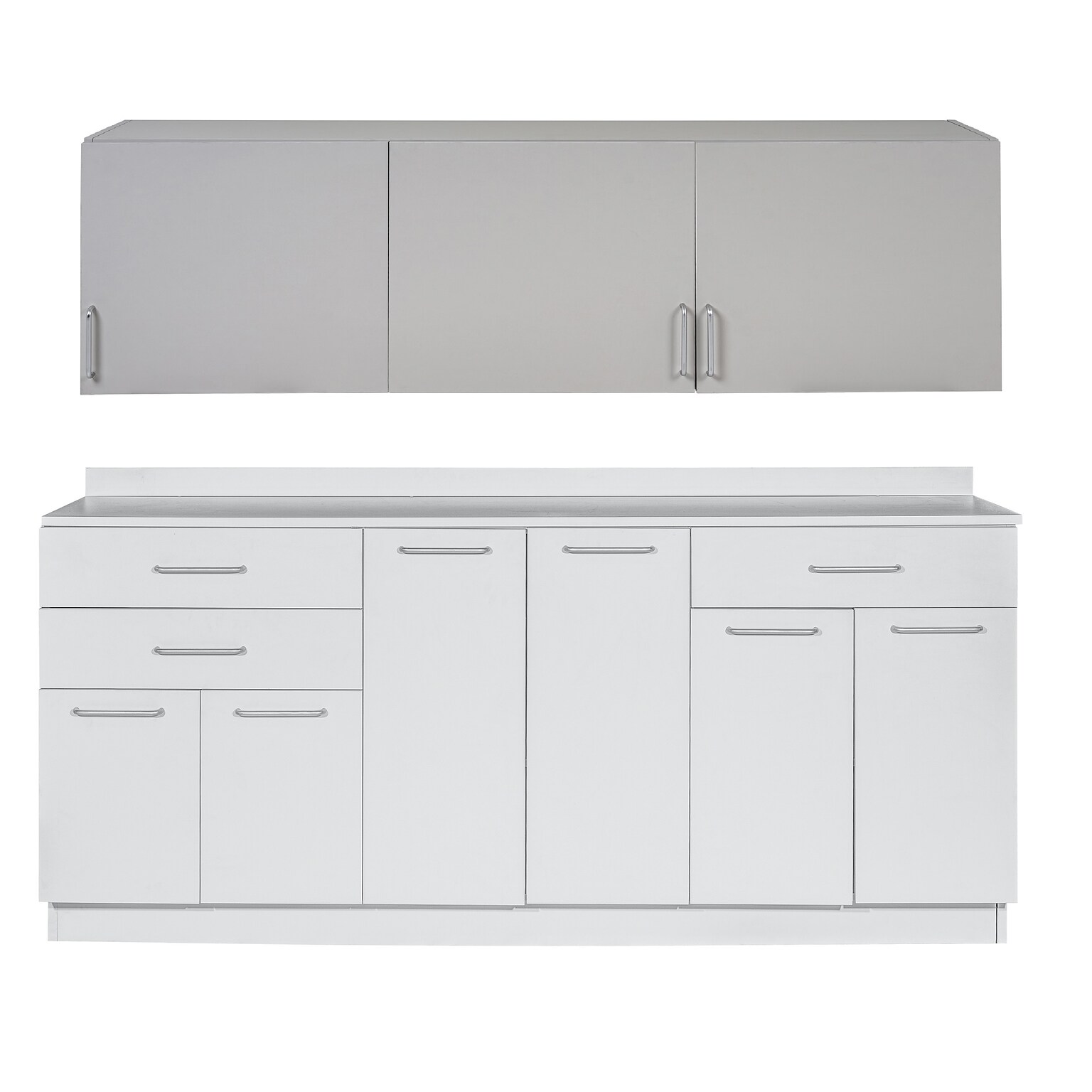 Viva Comfort 36 H x 72 W Exam Room Medical Cabinet and 72 W Wall Cabinet, 6 Doors, 3 Drawers (90272NS-GRY-WAL)