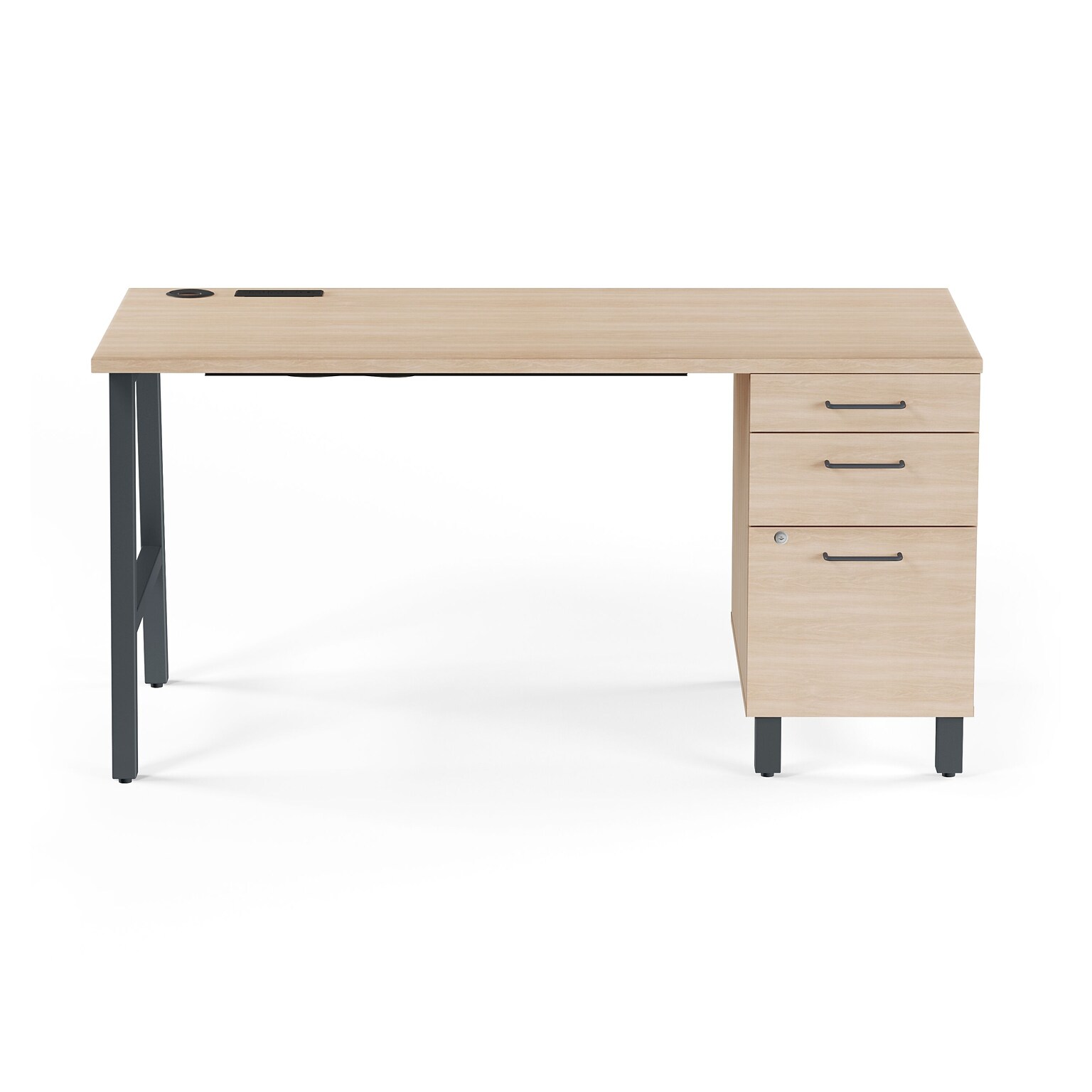 Union & Scale™ Essentials 60W Single Pedestal Desk, Natural (UN60419)