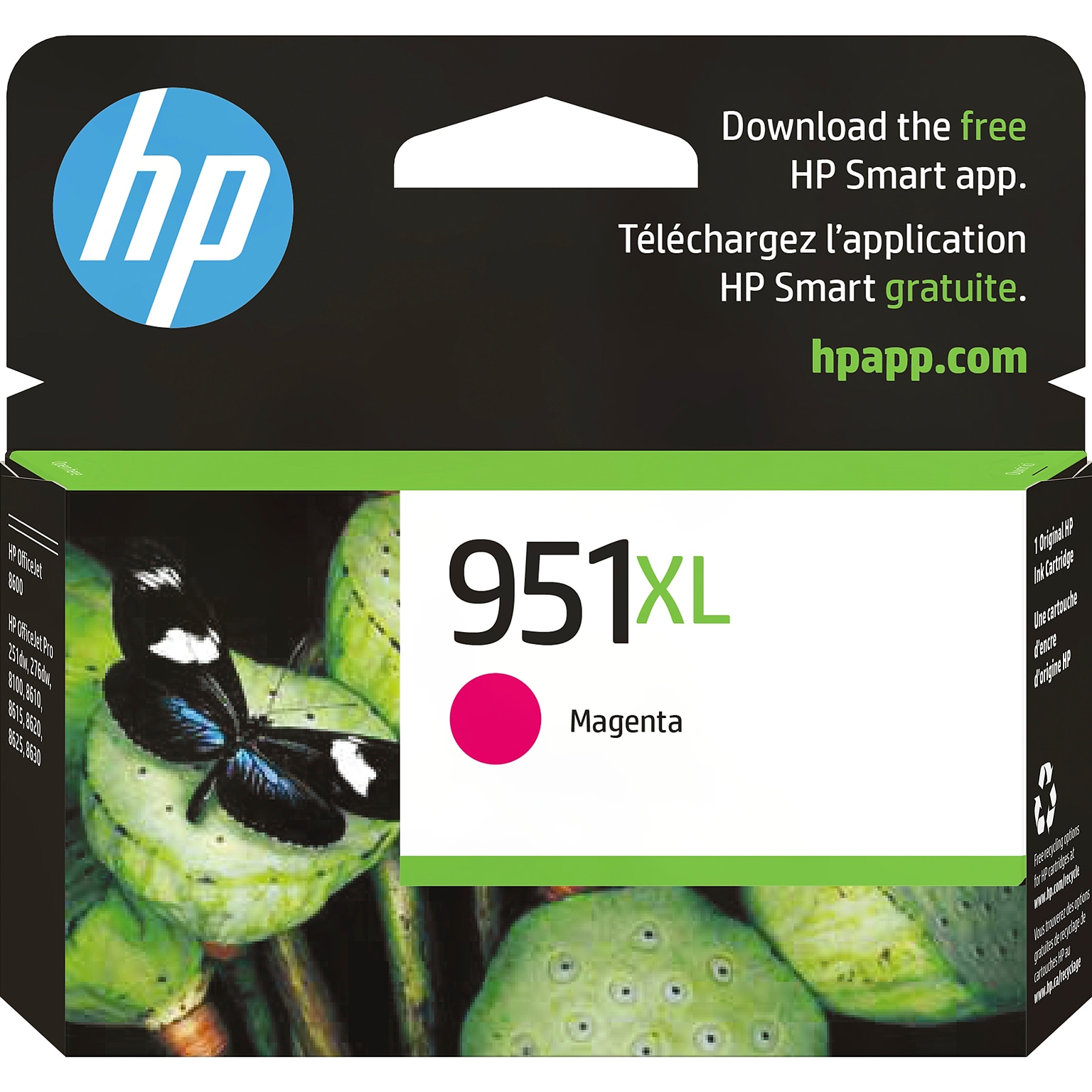 HP 951XL Magenta High Yield Ink Cartridge, Prints Up to 1,500 Pages (CN047AN#140)