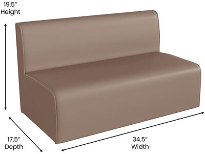 Flash Furniture Bright Beginnings Vinyl Classroom Modular 2-Seater Sofa, Brown (MK-KE15709-GG)
