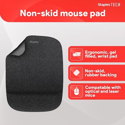 Quill Brand® Mouse Pad with Gel Wrist Rest, Black (53326)