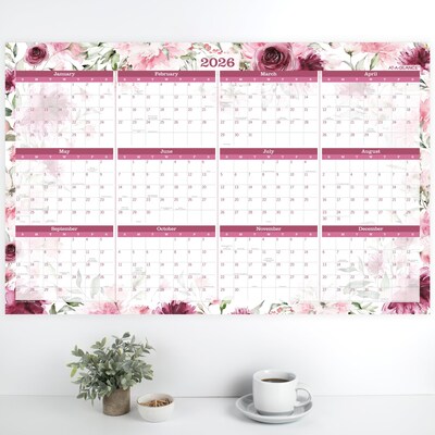2025-2026 AT-A-GLANCE Badge Floral 36" x 24" Academic & Calendar Yearly Dry-Erase Wall Calendar, Reversible (1710F-550P-26)